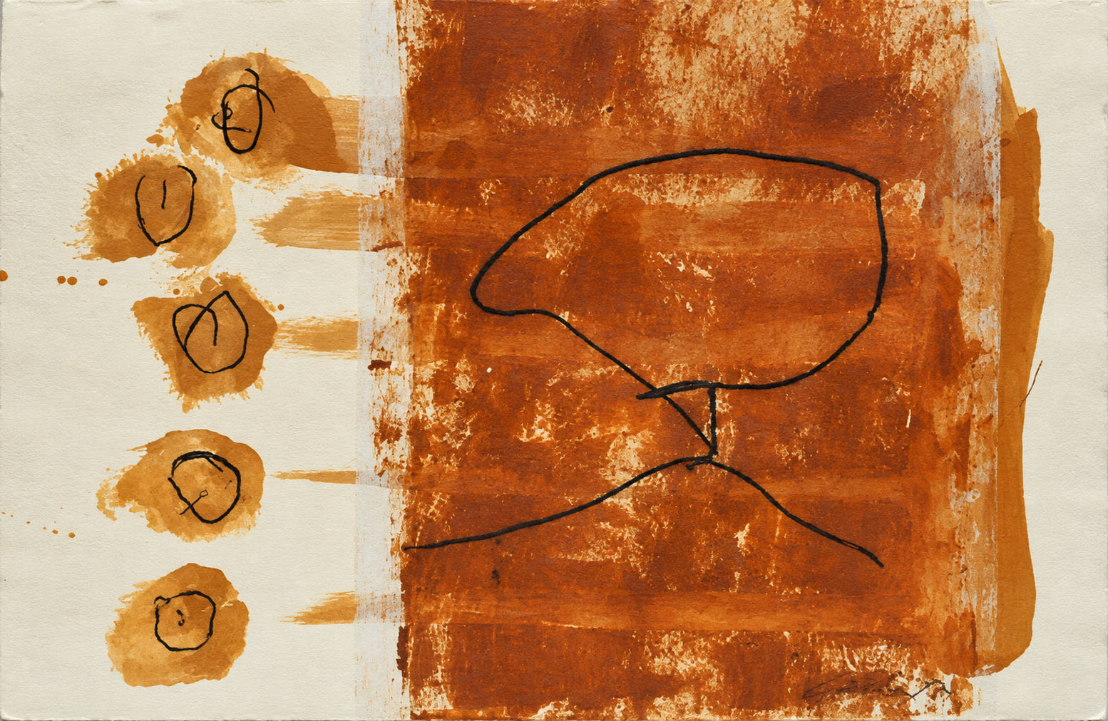 ANTONIO CAMBA · ESTADOS EMBRIONARIOS 8 — Mixta sobre papel · 50×70 cm · 1994—1999