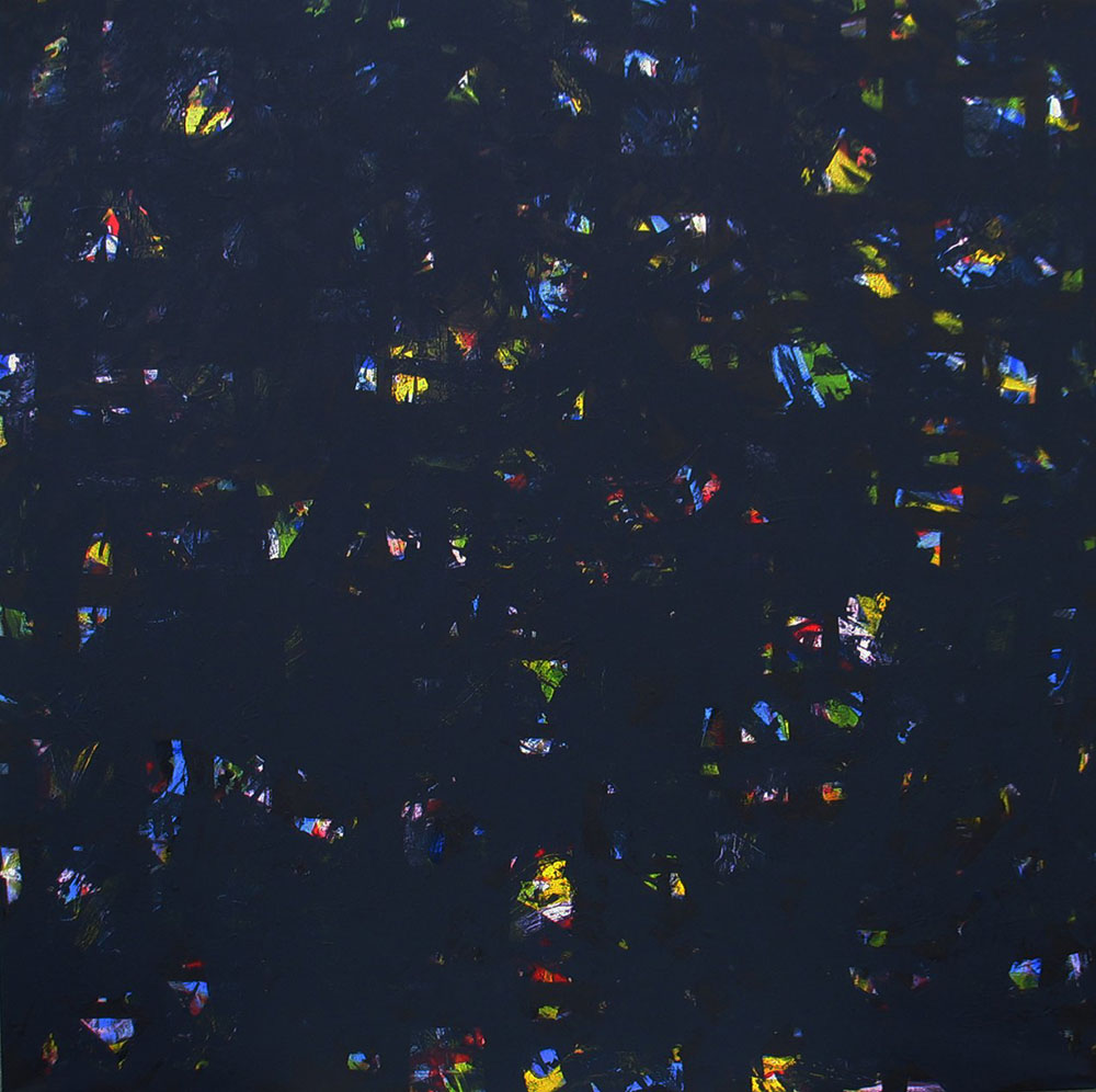 ANTONIO CAMBA · HUELLAS NEGRO — Acrílico sobre lienzo · 130×130 cm · 2013