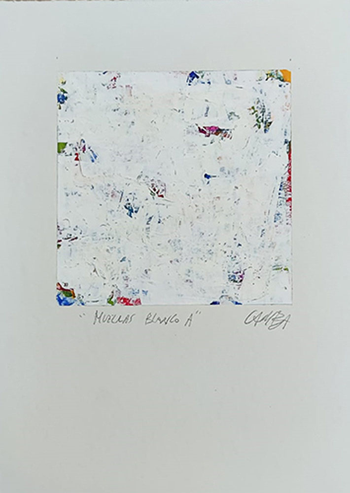 ANTONIO CAMBA · HUELLAS BLANCO A — Acrílico sobre papel · 30×40 cm · 2018